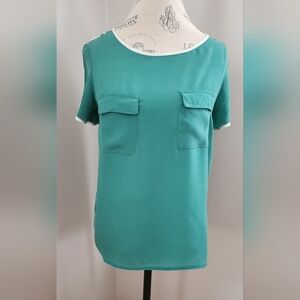 Teal Women's Short Sleeve Top with Pockets In Size M